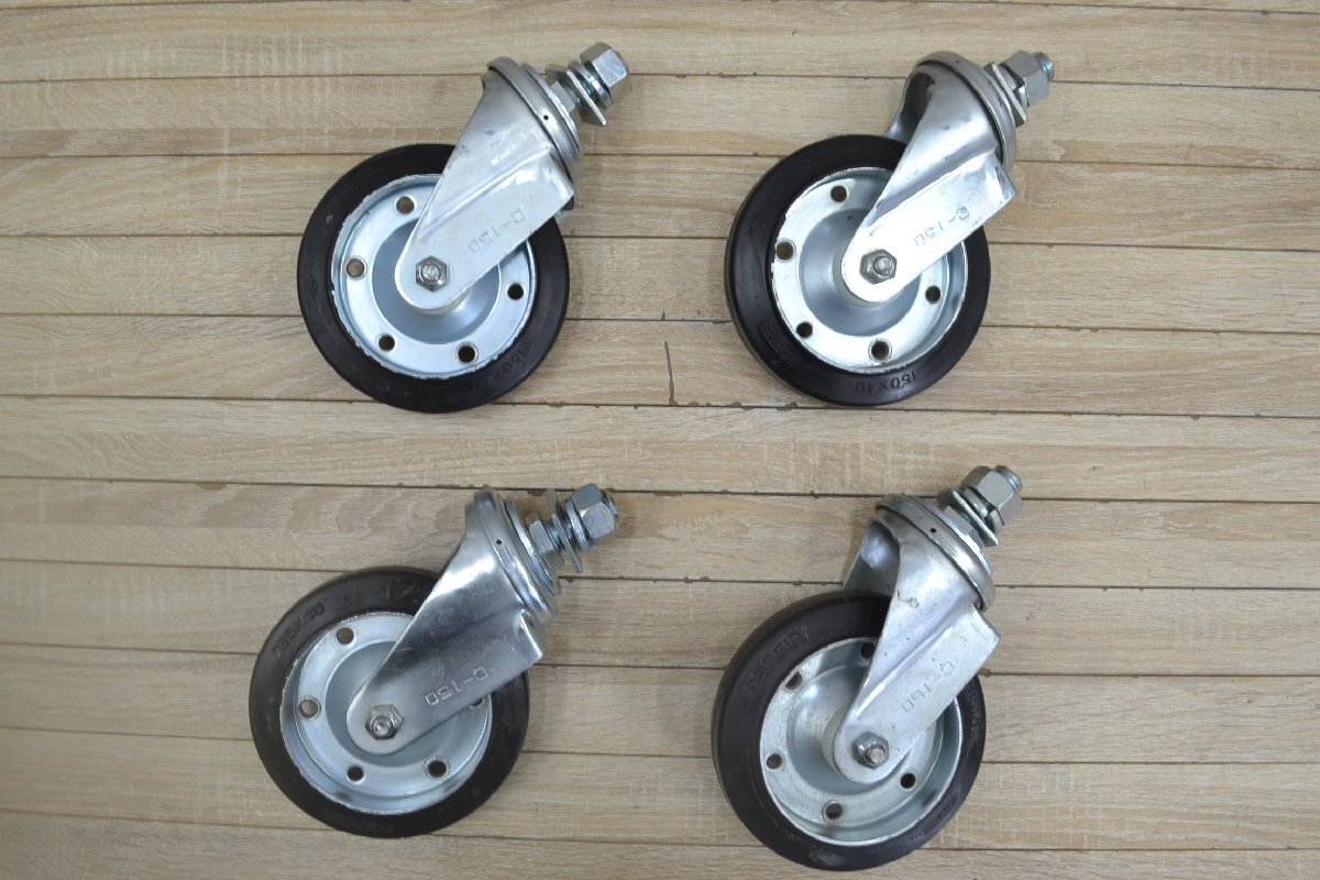 C2635■nansin ナンシン■大型キャスター 自在車(150×40) 4個セット■ネジ込み式 ゴム車輪キャスター拍卖