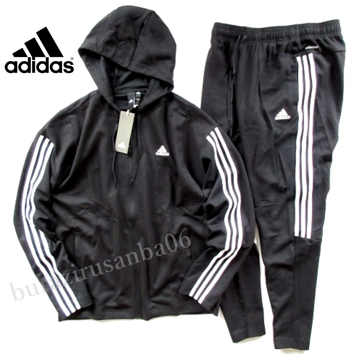 メンズ L ◆未使用 adidas アディダス Aeroready ジャージ 上下 トラックジャケット テーパード トラックパンツ トラックスーツ 黒拍卖