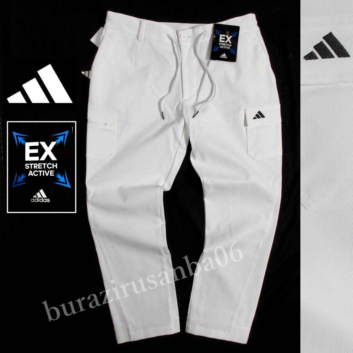 メンズ 92cm 未使用 定価14,300円 adidas GOLF アディダス ゴルフ 撥水 カーゴ アンクルパンツ カーゴポケット付 ゴルフパンツ IM7283 白拍卖