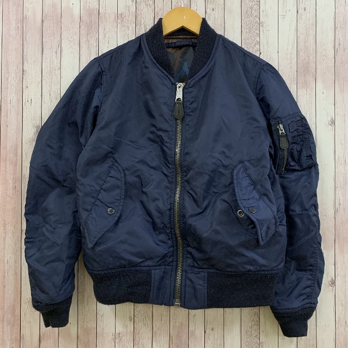 アヴィレックス AVIREX フライトジャケット MA-1 ブルゾン 中綿 ジップアップ 裏地迷彩 S ネイビー 紺拍卖
