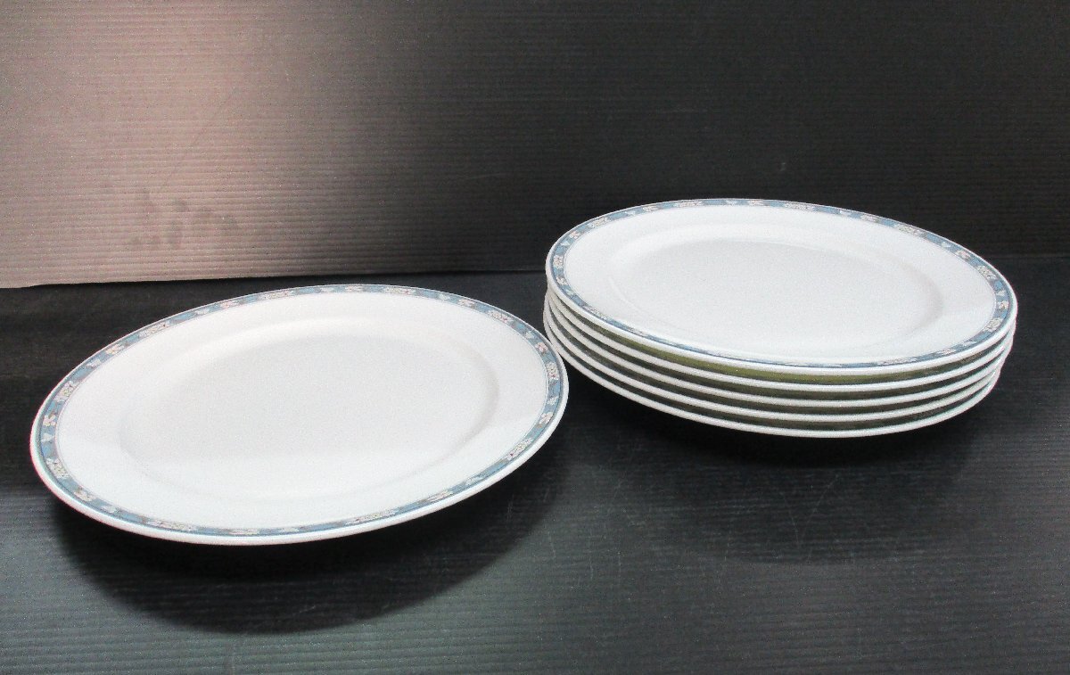 ★ 101494 ディナープレート 皿 ナルミ 6枚 NARUMI ボーンチャイナ 直径27x高さ2.1cm 少々キズ有 中古 ★拍卖