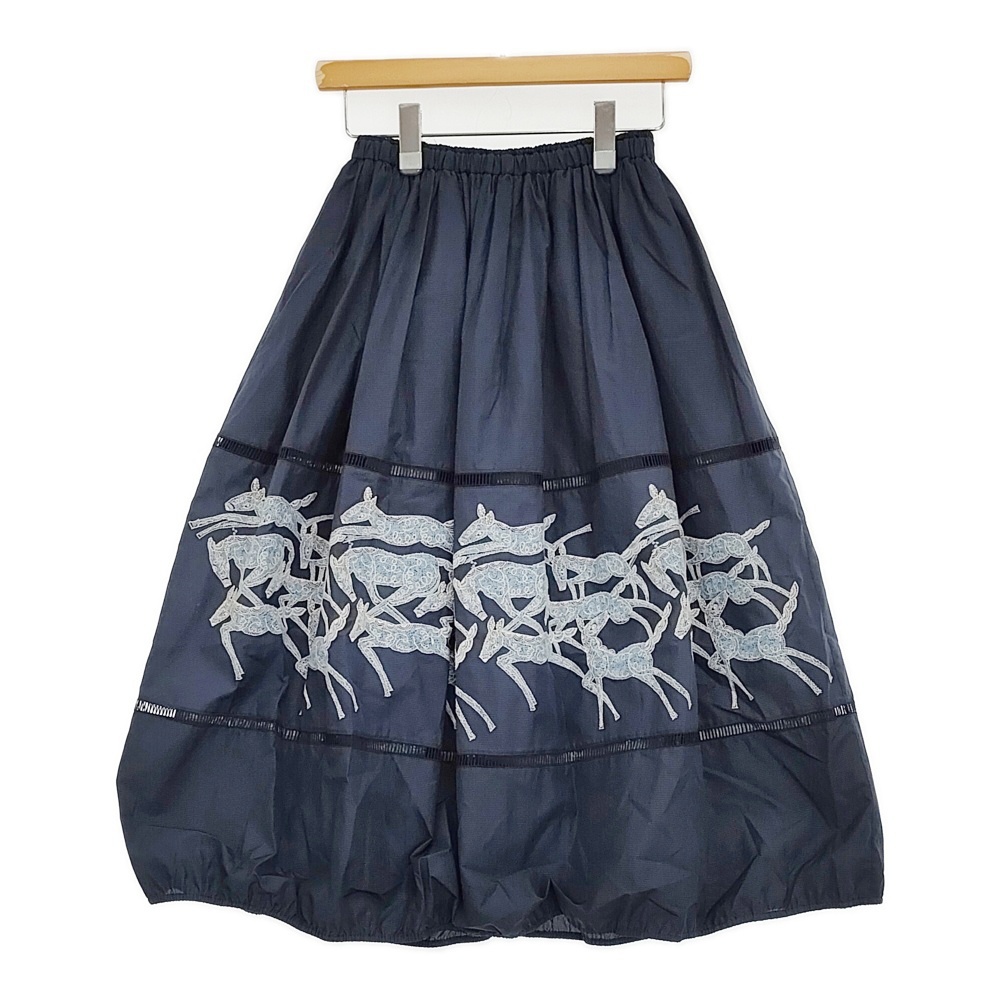 mina perhonen papurikko 定価90200円 コットンシルク バルーン ギャザー ロングスカート 25SS ネイビー ミナペルホネン 5-0908M 269819拍卖