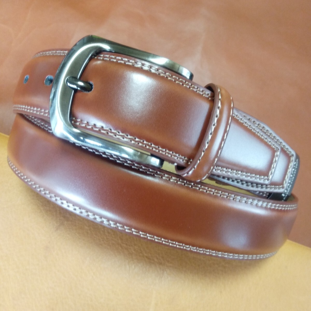 お薦め格安品(イタリー製革使用)新品牛革35㎜紳士メンズビジネスベルト(ロングサイズ)拍卖