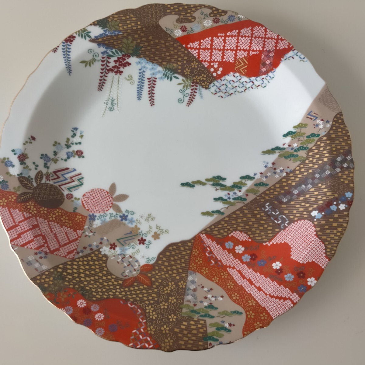 未使用保管品?  千總 雛小袖? 慶長小袖文様  30cm 大皿   おもてなし  懐石   其泉窯すきさんも 拍卖