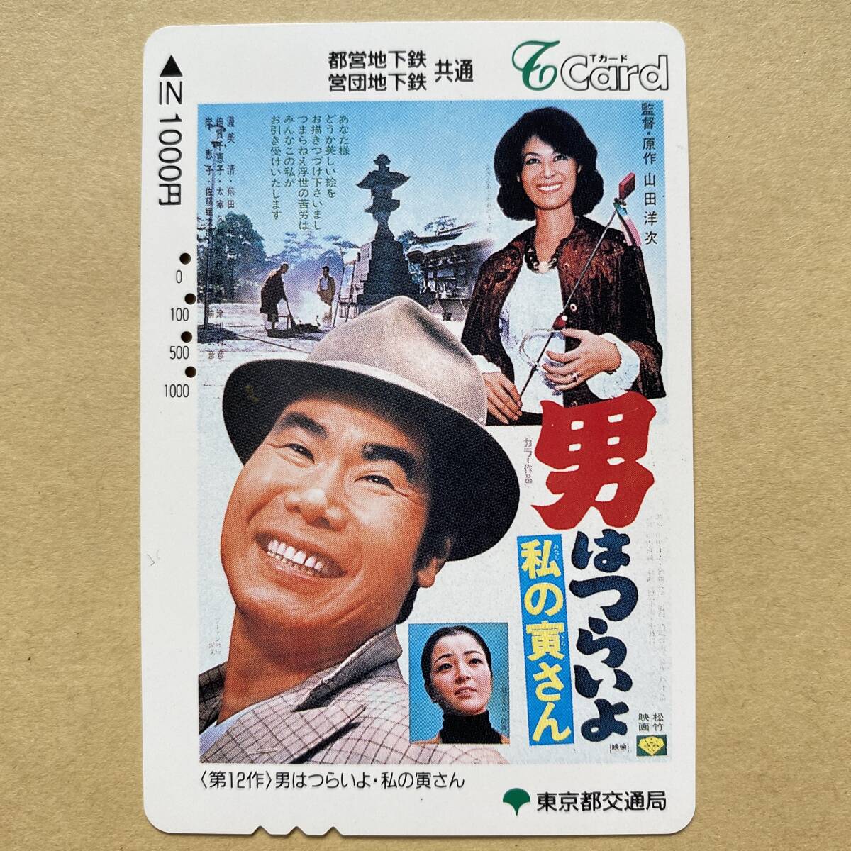【使用済】 映画Tカード 東京都交通局 第12作 男はつらいよ 『私の寅さん』 渥美清/倍賞千恵子/岸恵子拍卖