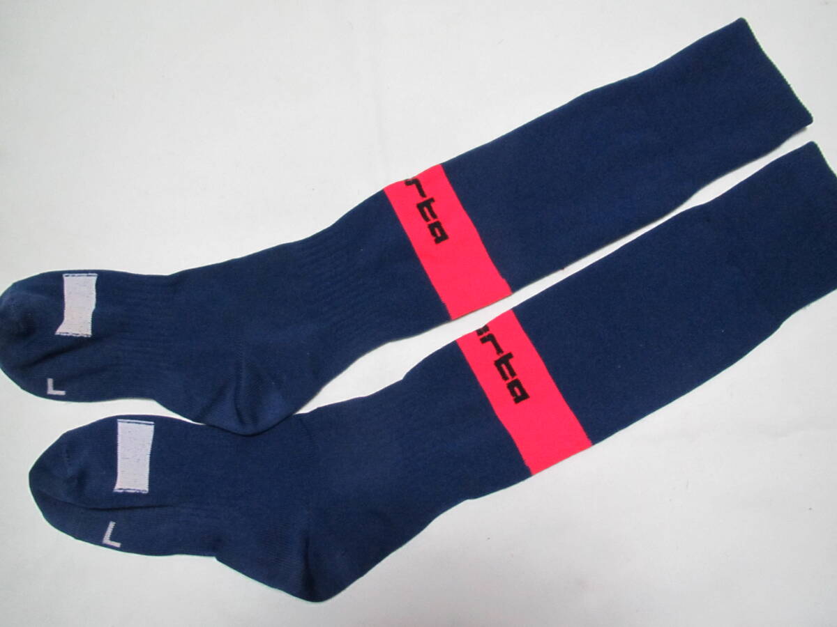 A 中古 Liberta リベルタ サッカースクール L 22 23 24cm ソックス 靴下 子供用 紺 ネイビー 赤 レッド サッカー拍卖