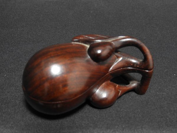 (a2) 香合 茄子形 木彫 茶道具 飾 【送料無料】拍卖