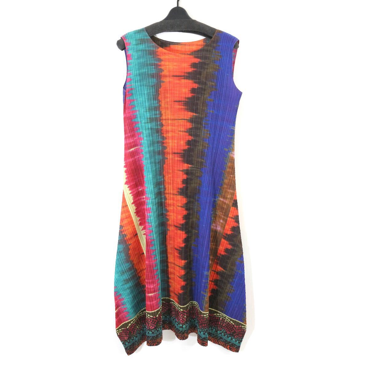 PLEATS PLEASE ISSEY MIYAKE 10AW タイダイプリントプリーツノースリーブワンピース 3 PP03-JH513 プリーツプリーズ イッセイミヤケ拍卖
