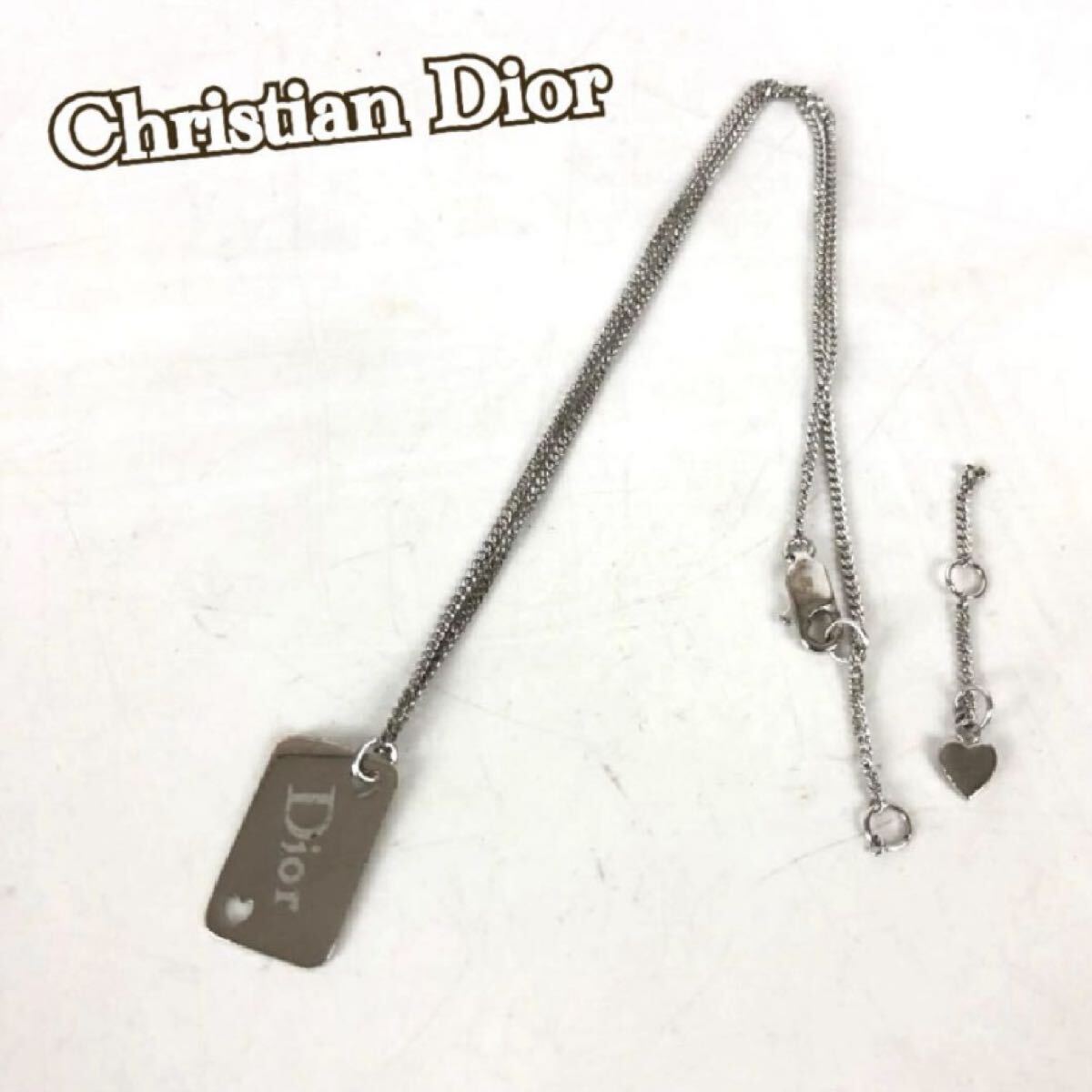 Christian Dior ディオール ネックレス プレート シルバー ロゴ刻印 レディース アクセサリー 送料無料 拍卖