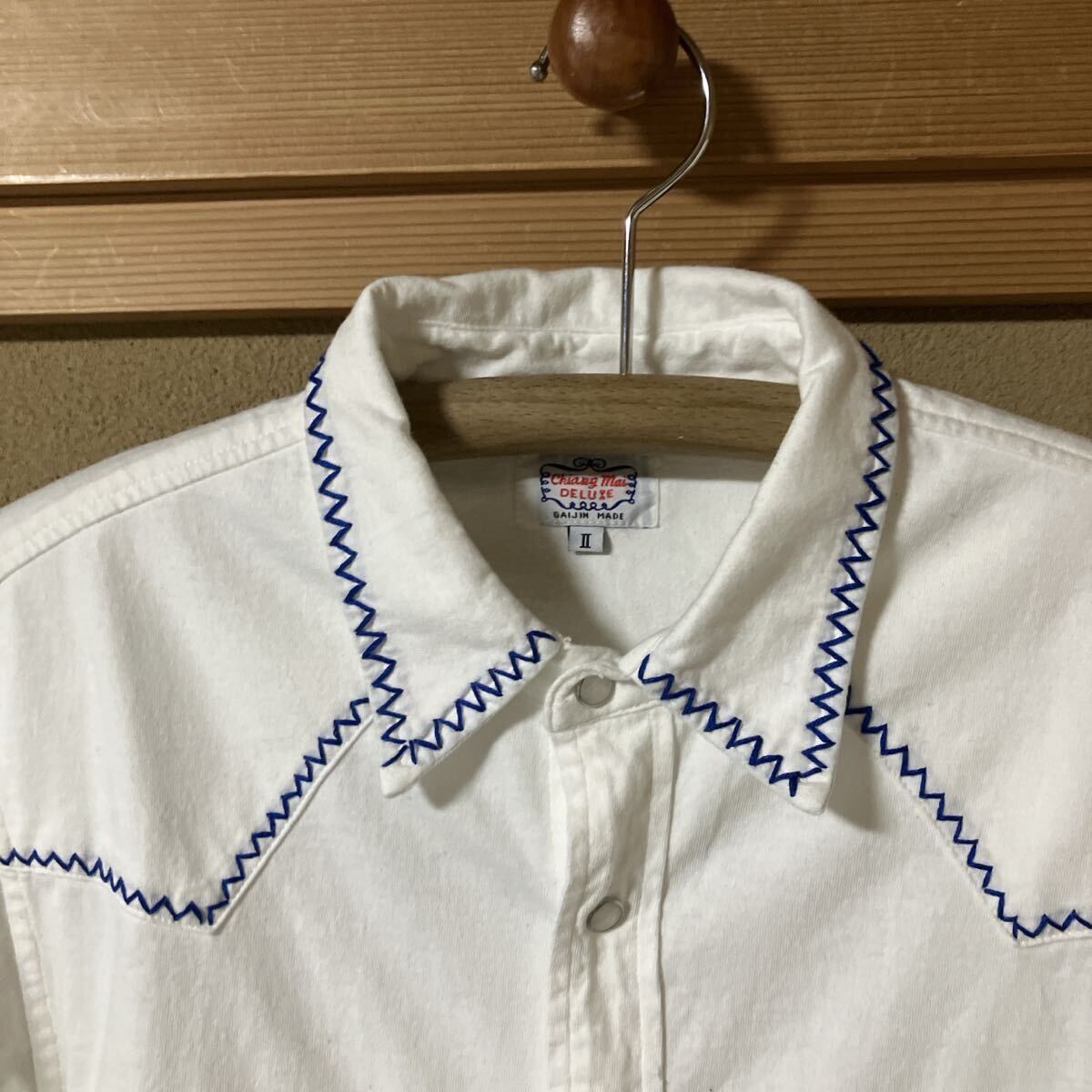 ガイジンメイド,ジャージウエスタン風シャツ ホワイト/Mサイズ拍卖