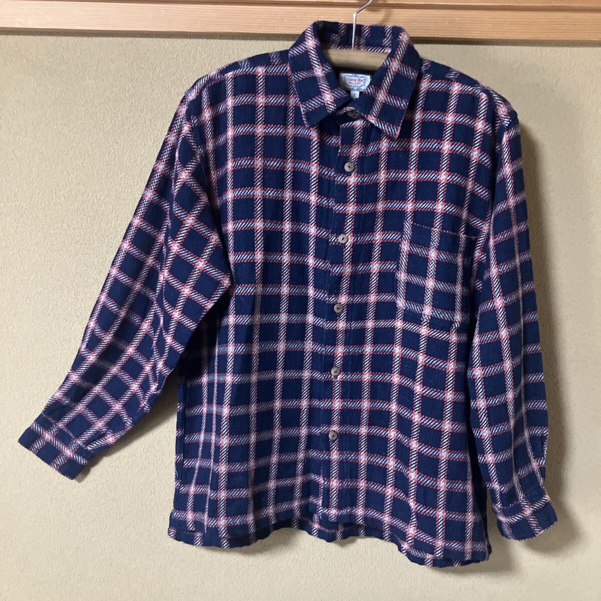 ガイジンメイド、藍染め手織りビッグチェックシャツ 藍xレッド Mサイズ拍卖