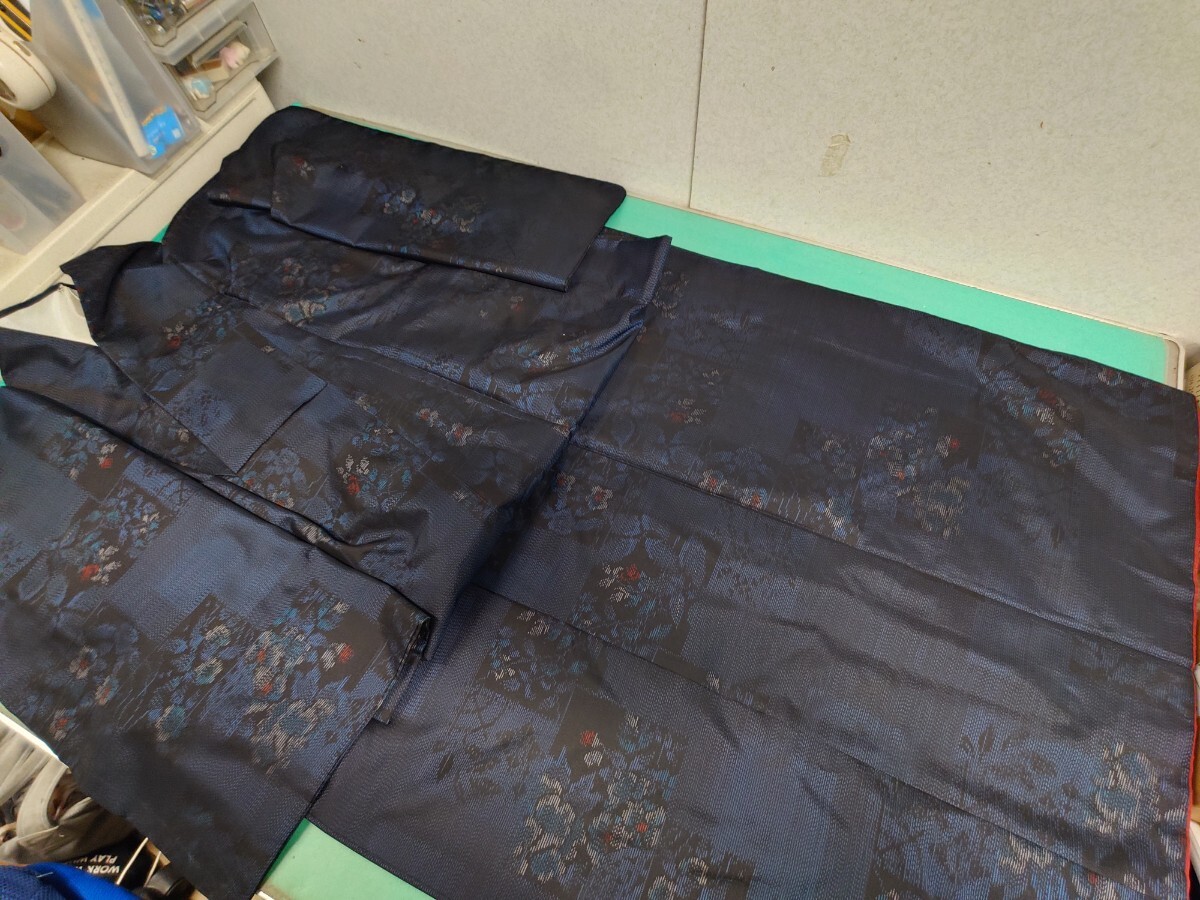 ●大45 高級 素敵な 大島紬 美しい 紫陽花?桜?薔薇? 花柄 同窓会 観劇 美術館 オシャレ着 レトロ アンティーク ③拍卖