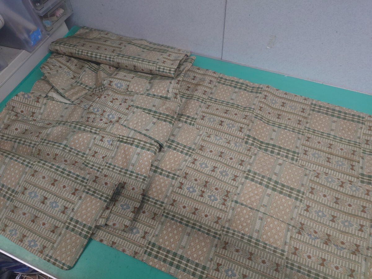 ● 164 レトロ 和 モダン 粋な カラフル チェック 柄 エスニック調 アンティーク 着物 ③拍卖