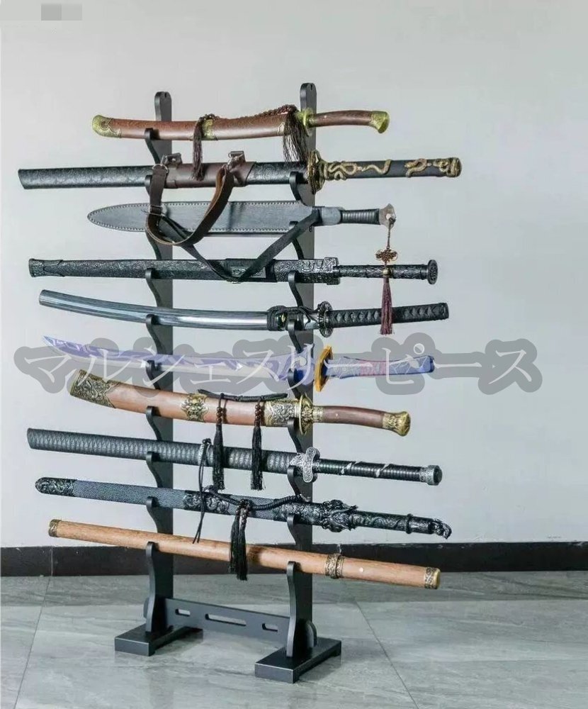 刀掛け剣スタンド 刀置き 組み立て簡単 日本刀 模造刀8連 ブラック拍卖