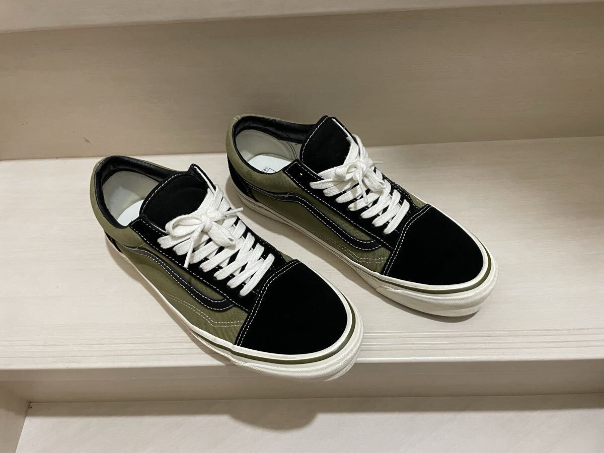 美品 vans バンズ オールドスクール スニーカー 27.5cm オリーブ 限定色 ミリタリー 721356 使用浅拍卖