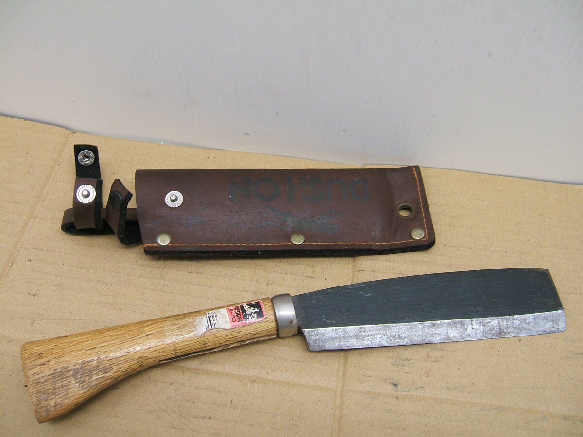 中古 竹割刀 刃物 ナタ 鉈 片刃 刃渡り約150mm DUSHON KENGYU K-30 177拍卖