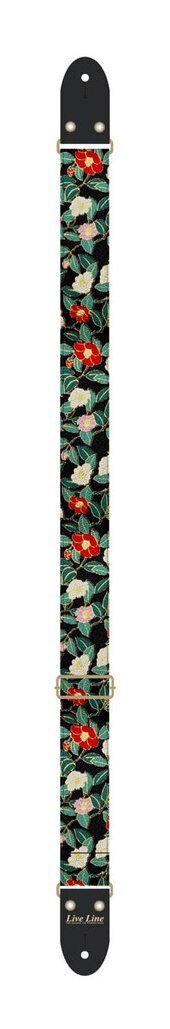 即決◆新品◆送料無料Live Line LS2400TB ちりめん風 フラワー/椿 和柄 50mm幅 ギター ストラップ/メール便拍卖