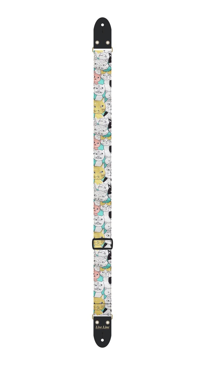 即決◆新品◆送料無料LIVE LINE LS2000CAT12 ネコ 猫柄 ギターストラップ/メール便拍卖