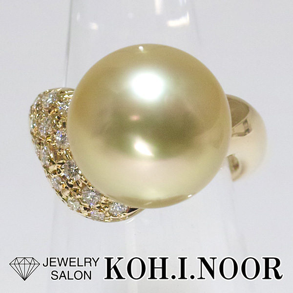 タサキ 南洋真珠 13.0mm ダイヤモンド 0.26ct 18金イエローゴールド K18YG リング 8号 パール TASAKI拍卖