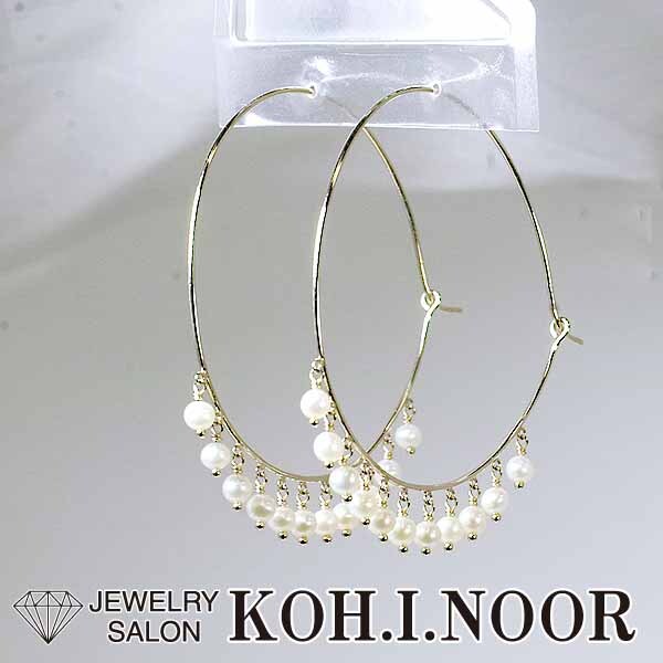 オデュース4℃ パール 3.2mm~3.5mm 10金イエローゴールド K10YG ピアス フープピアス EAU DOUCE 4℃拍卖