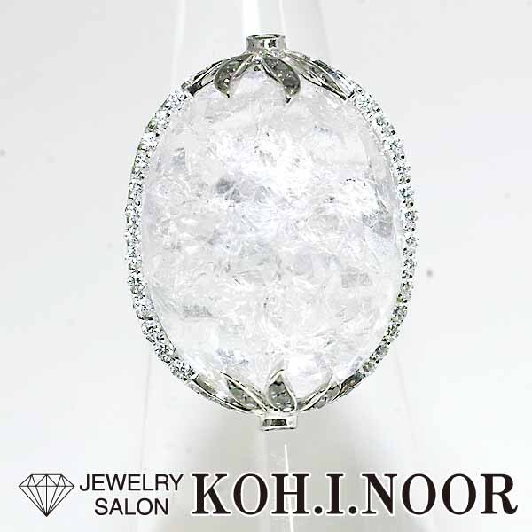 ニネットテルツァーノ ロッククリスタル (含浸) ダイヤモンド ブラックダイヤモンド 18金 WG750 K18WG リング 10号 箱 Ninetto Terzano拍卖