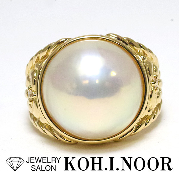 タサキ ダイヤモンド 0.02ct マベパール 18金イエローゴールド K18YG リング 11.5号 TASAKI拍卖