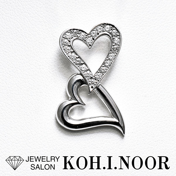 ダイヤモンド 0.35ct 18金ホワイトゴールド K18WG ペンダント トップ ハート拍卖