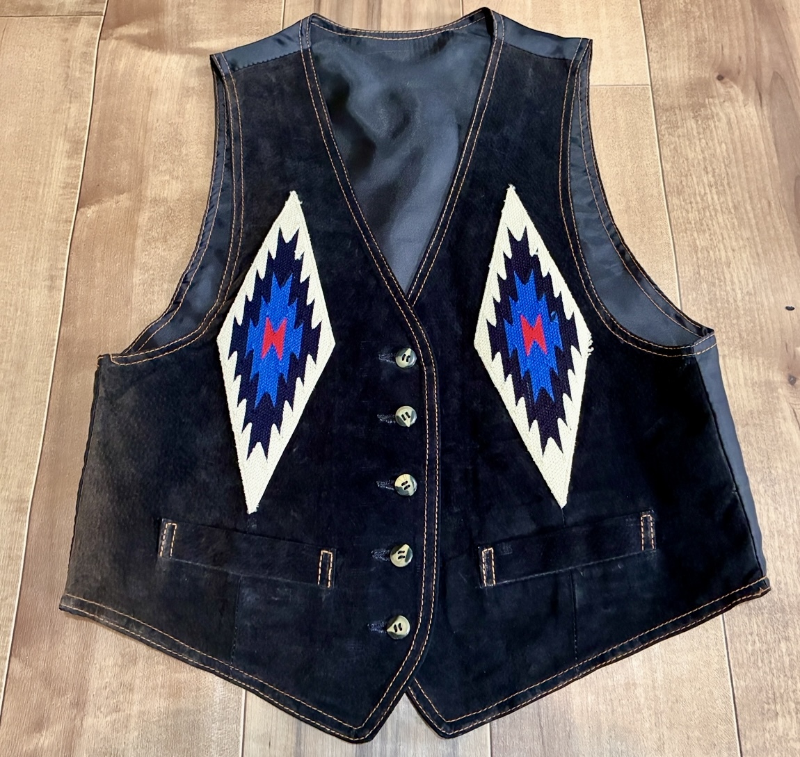 ヴィンテージ オルテガ柄 スウェード ベスト ネイティブ インディアン拍卖