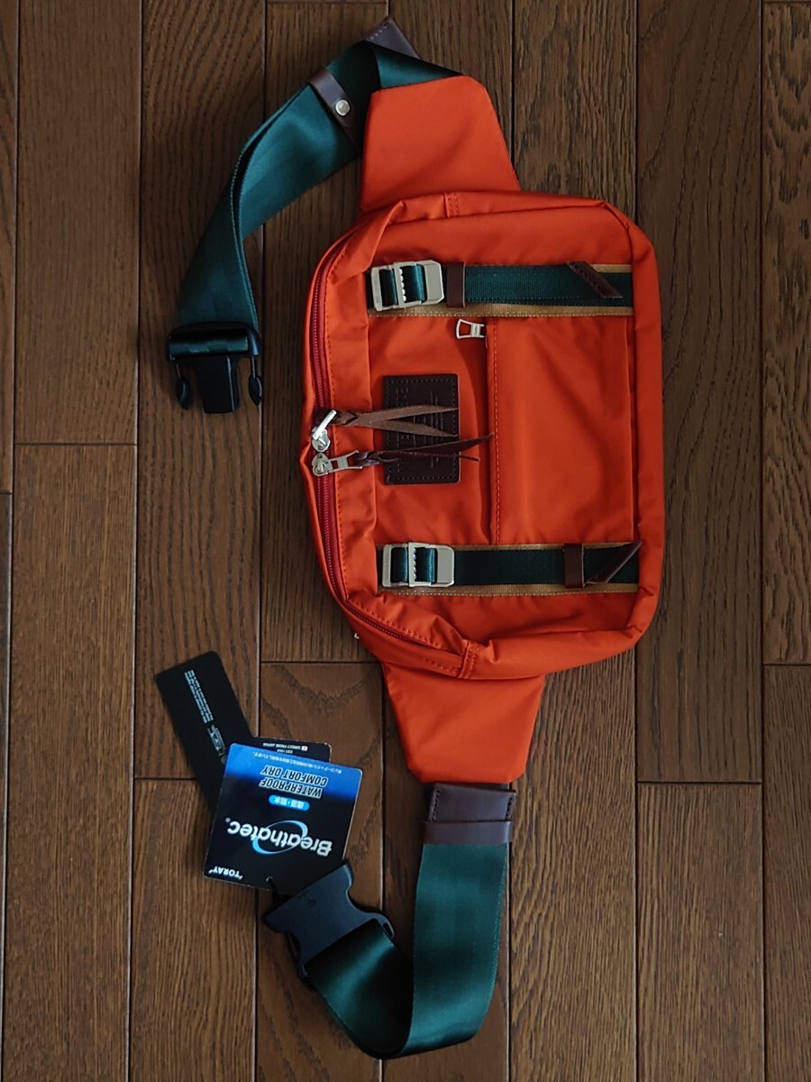 マスターピース(MASTERPIECE)ボディバッグ(ウエストポーチ)(品番02674)オレンジ×グリーン税込17280円 2018-19年頃購入 深みのある素敵色彩拍卖