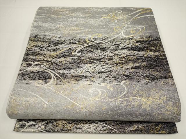 平和屋着物▼六通柄袋帯 唐草霞 金銀糸 正絹 逸品 AABA1762wj拍卖