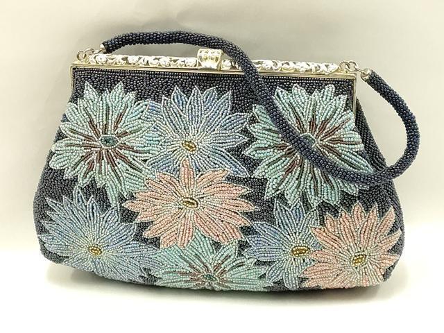 平和屋着物▼和装小物 和装バッグ ハンドバッグ ビーズバッグ 花柄 逸品 AAAZ7767ay拍卖