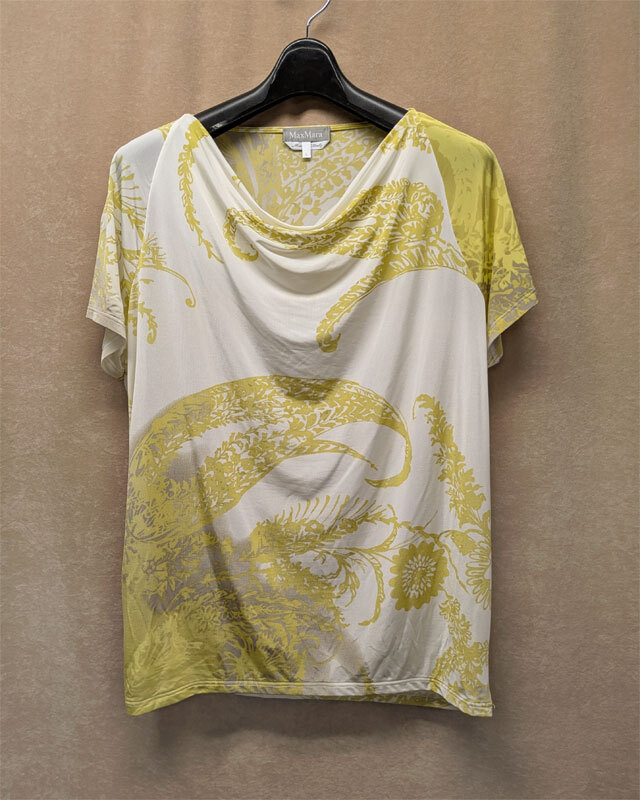 【Max Mara】マックスマーラ*柄トップス*イタリア製*白×マスタード*サイズL《送料込み!》拍卖