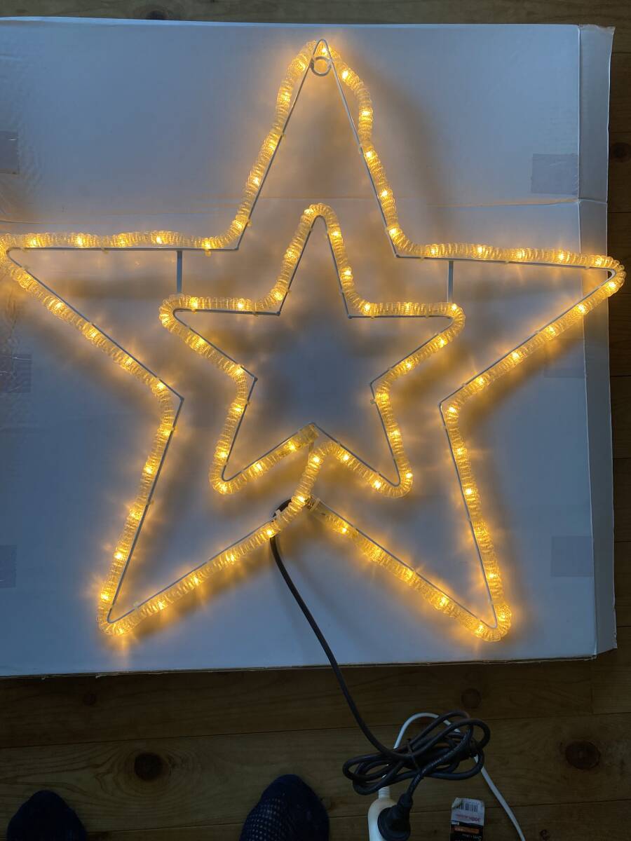 クリスマス イルミネーション モチーフ ライト スター 星 LED シャンパンゴールド色 新品未使用品 稼働品 防雨型屋外用 AC100V拍卖