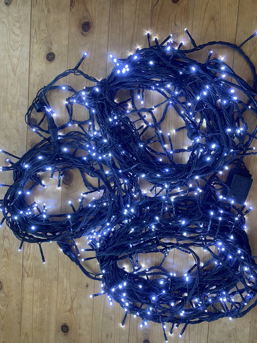 クリスマス イルミネーション LED 約50m(20m2本10m1本)約500球 ホワイト 稼働品 ストレート 防雨型屋外用 AC100V拍卖