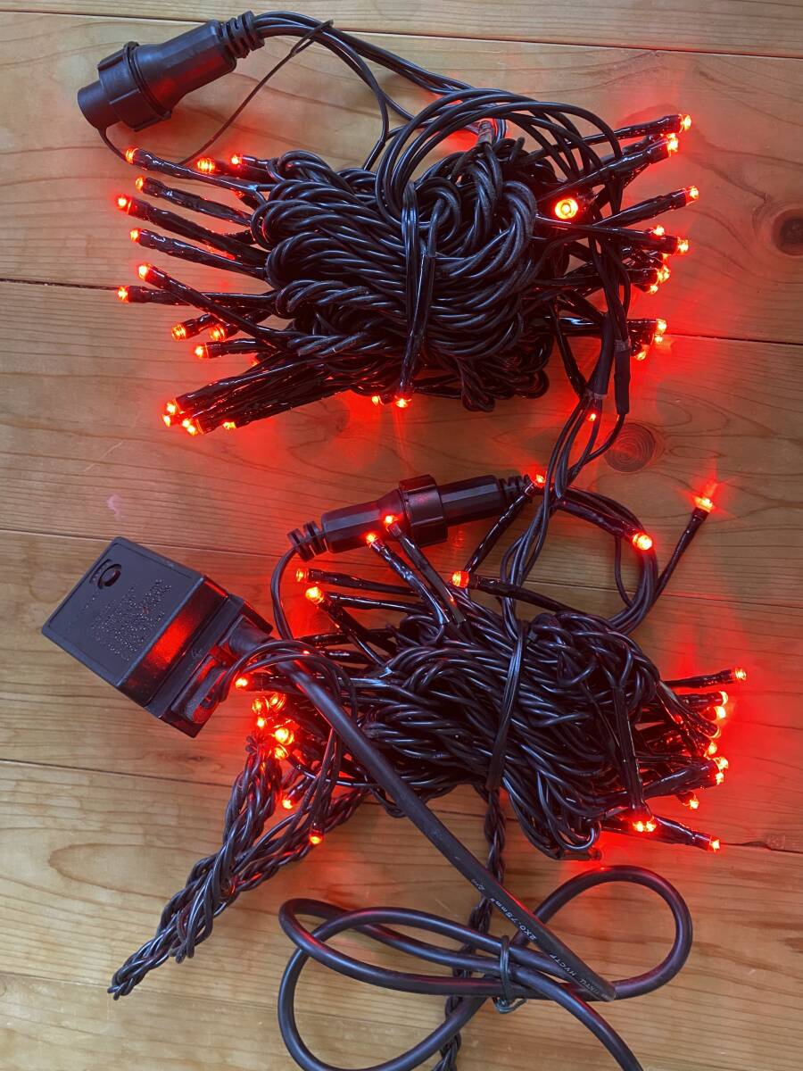 クリスマス イルミネーション LED 約10m(10m1本)約100球 レッド 赤 新品未使用品 稼働品 ストレート 防雨型屋外用 AC100V拍卖