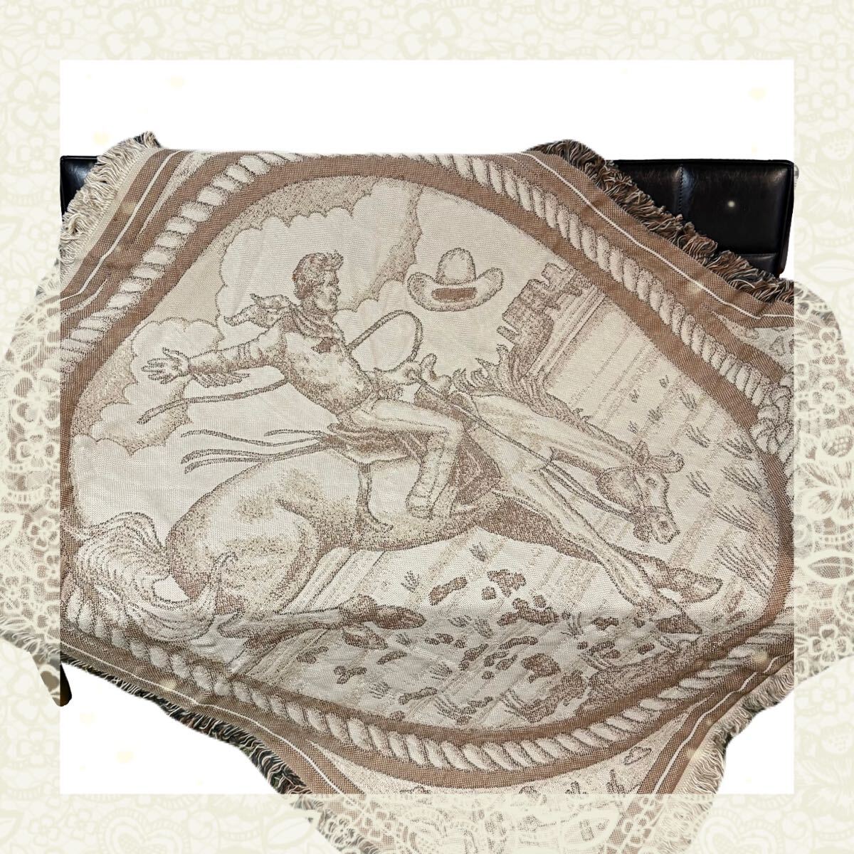 カウボーイ 馬 ホース レトロ ラグ カバー タペストリー 150×128拍卖