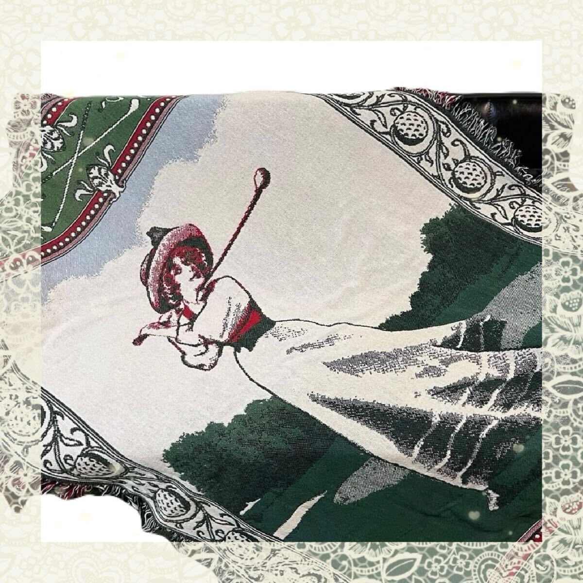 貴婦人 ゴルファー ゴルフ レトロ ラグ ソファーカバー 170×115拍卖