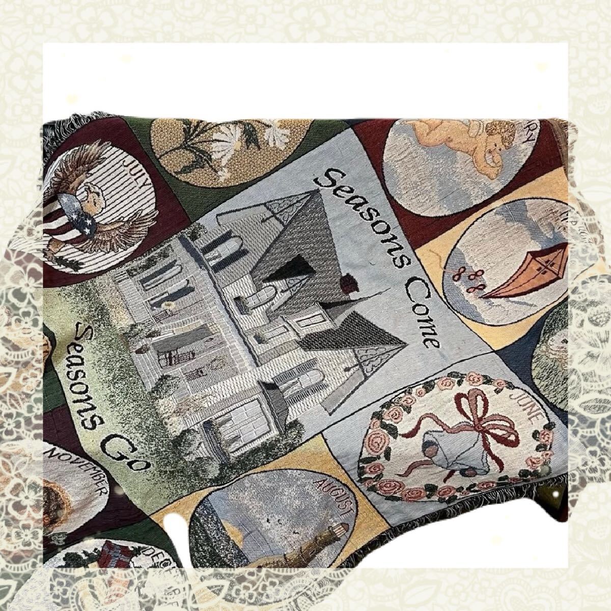 カレンダー イベント デザイン イラスト レトロ アメリカ ラグ ソファーカバー 168×130拍卖