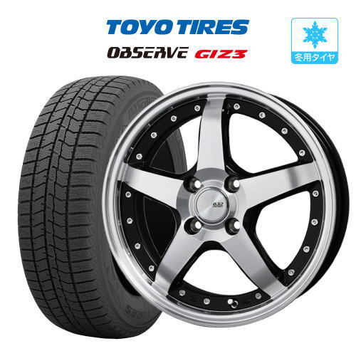 スタッドレス タイヤ ホイール 4本 6.0J 4穴100 グラスターファイブ TOYO オブザーブ GIZ3(ギズスリー) 205/55R16 オーラ拍卖