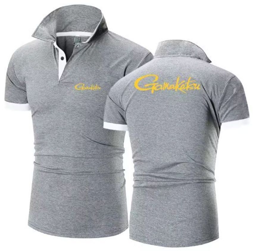 【送料無料】●特価●ポロシャツ【XXL】Grayグレイ 金ロゴSea, river 釣り服 アウトドアGraphic wear 吸水速乾ドライシャツ軽量快適拍卖