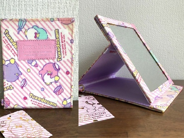 訳有 未使用 2010年製 50th サンリオ タキシードサム 折りたたみ ミラー スタンド 鏡 手鏡 携帯 卓上 ペンギン/Hello Kitty Tuxedo Sam拍卖