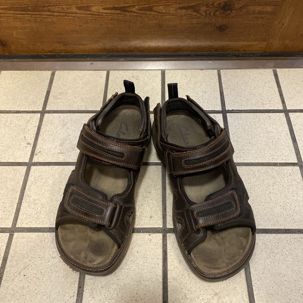 Clarks/ クラークス レザーサンダル 9M/27㎝拍卖