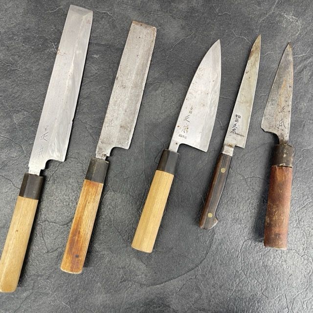 銘有り 正本 包丁 5本セット 出刃 筋引 薄刃 小出刃 和包丁 庖丁 料理 厨房 刃物 / 514022拍卖