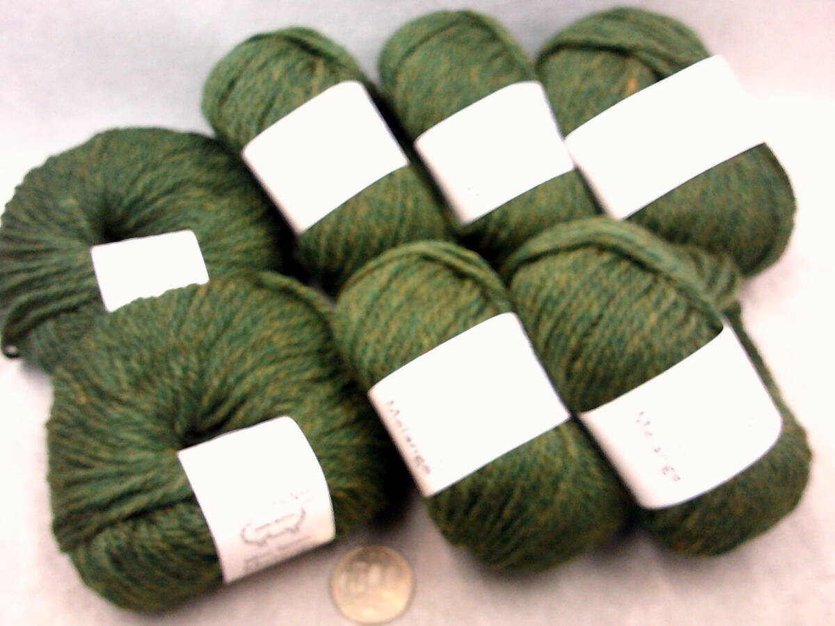 ☆ミニスポーツメランジ207☆純毛並太毛糸☆グリーン30g×7玉拍卖