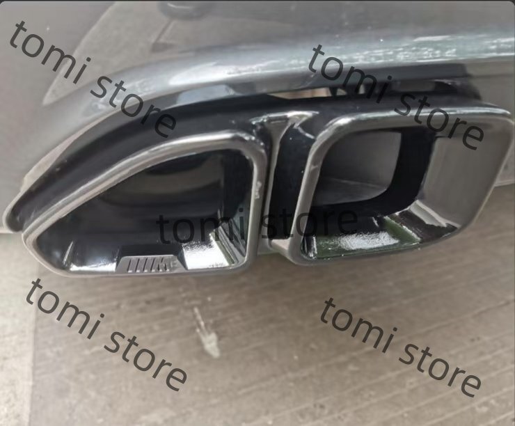 送料無料ステンレス製チタンブラック BMW G20 G28 2020-2023年式 新型 4本出しマフラーカバー 左右セット 3Dロゴ拍卖