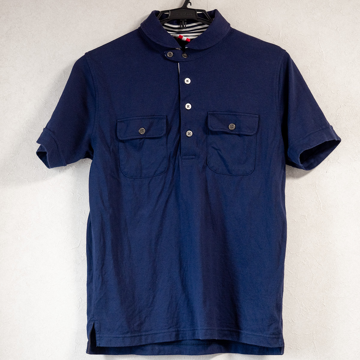 EDIFICE エディフィス 半袖シャツ ネイビー 紺拍卖