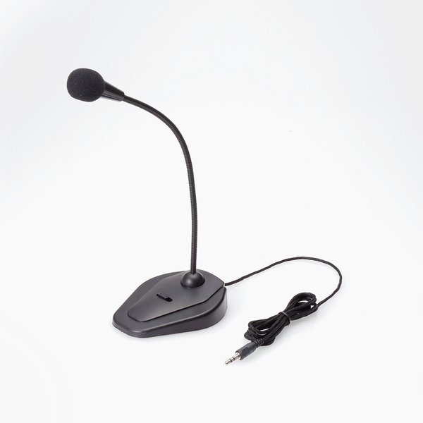 スタンドマイク ミュートボタン付 オンラインゲーム、ビデオ会議の音声チャットに最適!手元に置いてそのまま使える: HS-MC05BK拍卖