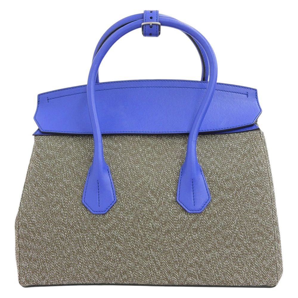 タグ付超美品 バリー 現行タグ Sommet ソメ レザー スイスアーミー キャンバス ハンドバッグ ミディアム ブルー レディース ほぼ未使用拍卖