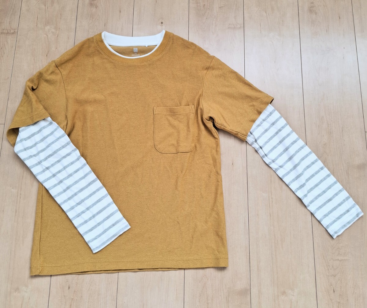 かっこいい☆人気ブランド ユニクロ ☆重ね着風 長袖 Tシャツ☆男の子 160センチ拍卖