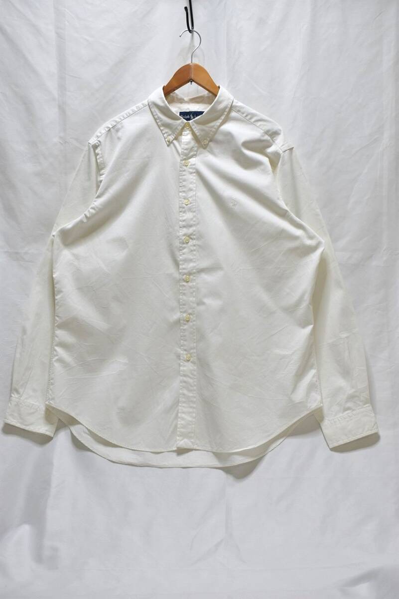 @美品 ラルフローレン 長袖シャツ BB22 XL ホワイト ボタンダウン ビックサイズ 白拍卖